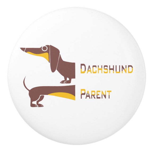 Bouton De Porte En Céramique Drôle mignon dachshund pour parent chien long (Devant)