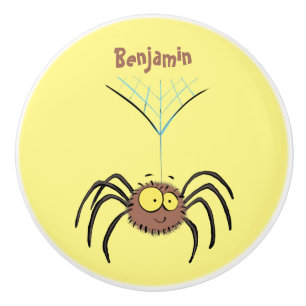 Bouton De Porte En Céramique Drôle mignon dessin animé d'araignée moelleuse