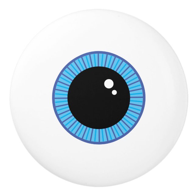 Bouton De Porte En Céramique Drôle Mignonne Bleu Eyeball (Devant)