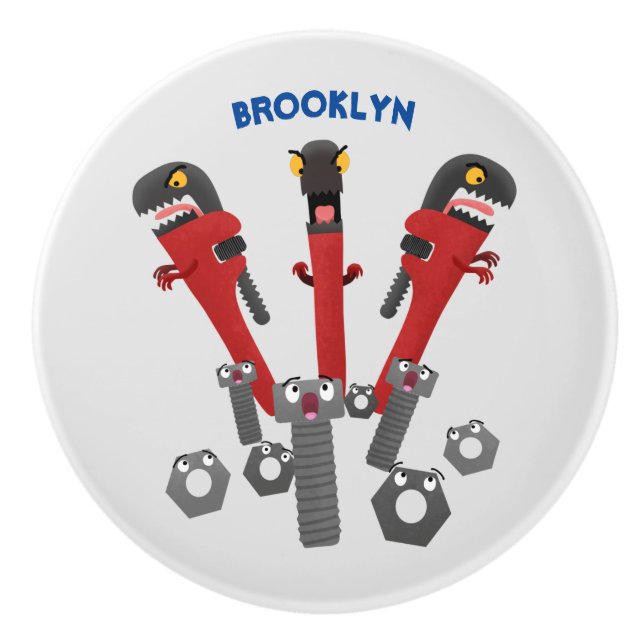 Bouton De Porte En Céramique Drôle outil monstre de clé humour dessin animé (Devant)