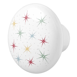 Bouton De Porte En Céramique Drôle Starbursts Atomique des années 1950 milieu d