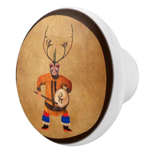 Bouton De Porte En Céramique Drumming Shaman (Droite)