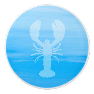 Bouton De Porte En Céramique Eau de mer bleu clair avec homard