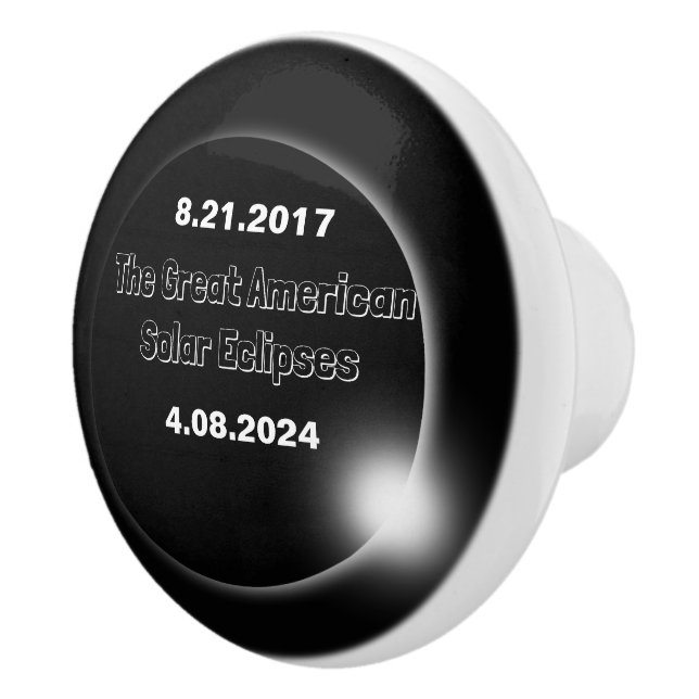 Bouton De Porte En Céramique Éclipse solaire double datée 2024 & 2017 (Droite)