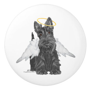 Bouton De Porte En Céramique Écossais Terrier Angel