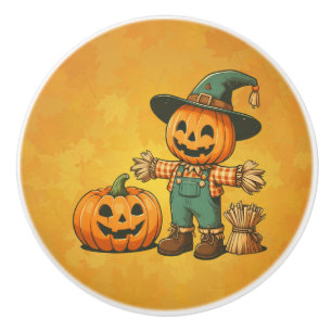 Bouton De Porte En Céramique Écran d'Halloween/Automne mignon et citrouille