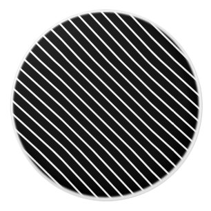 Bouton De Porte En Céramique Écrans diagonaux - noir et blanc