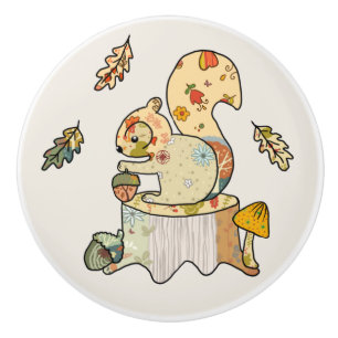 Bouton De Porte En Céramique Écureuil