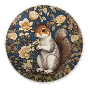 Bouton De Porte En Céramique Écureuil Avec Fleurs Acacia William Morris