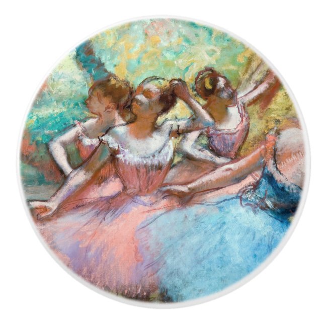 Bouton De Porte En Céramique Edgar Degas - Quatre Ballerinas sur scène (Devant)