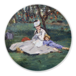 Bouton De Porte En Céramique Edouard Manet - La famille Monet dans leur jardin