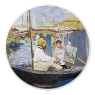 Bouton De Porte En Céramique Edouard Manet - Monet dans son Studio Boat