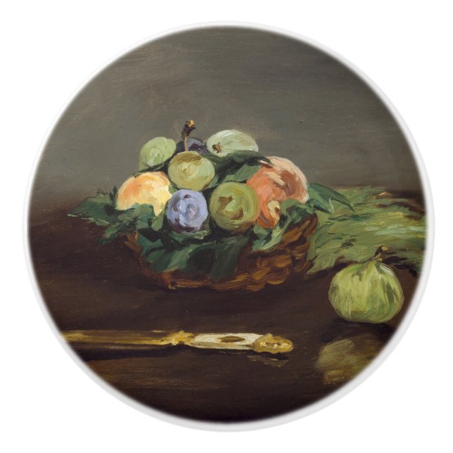 Bouton De Porte En Céramique Edouard Manet - Panier de fruits (Devant)