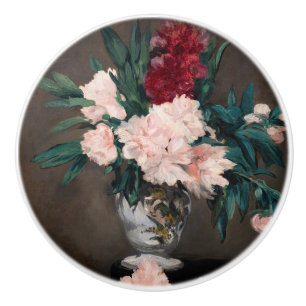 Bouton De Porte En Céramique Edouard Manet - Vase de Pivoines sur Petit Piédouc