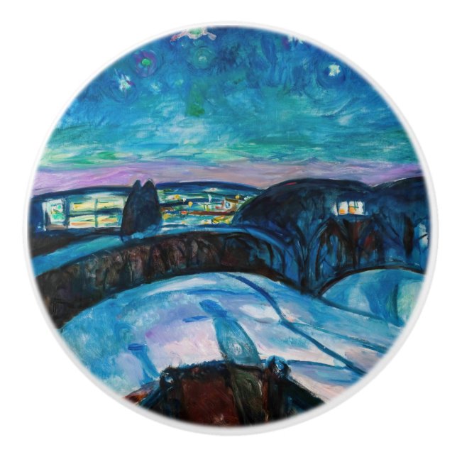 Bouton De Porte En Céramique Edvard Munch - Nuit étoilée 1922 (Devant)
