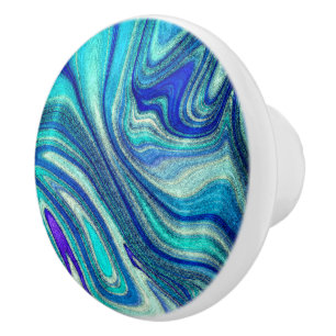 Bouton De Porte En Céramique Elégant Aquamarine Paua Rainbow Shell inspiré