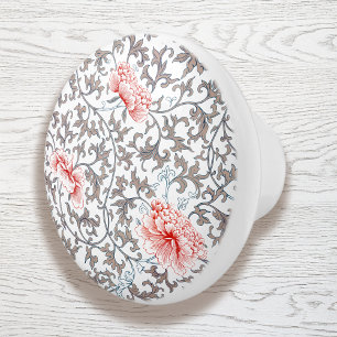 Bouton De Porte En Céramique Elégant Botanique Vintage en couleurs neutres