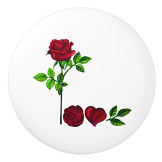 Bouton De Porte En Céramique Elégant bracelet Rose LOVE peint à la main