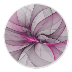 Bouton De Porte En Céramique Élégant Chaos Moderne Art Fractal Abstrait Rose