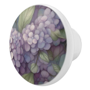 Bouton De Porte En Céramique Elégant chic pourpre pourpre chic aquarelle fleuri