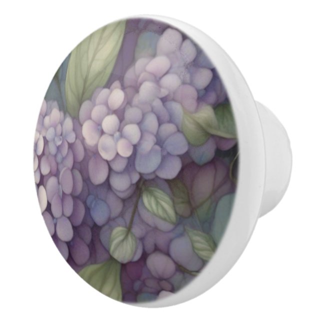Bouton De Porte En Céramique Elégant chic pourpre pourpre chic aquarelle fleuri (Droite)