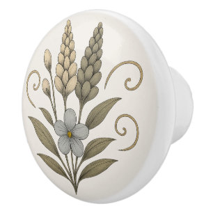 Bouton De Porte En Céramique Elegant Floral Ceramic Door Handles