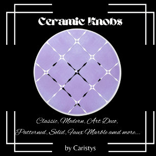Bouton De Porte En Céramique Elégant Mauve pâle et Carrés blancs