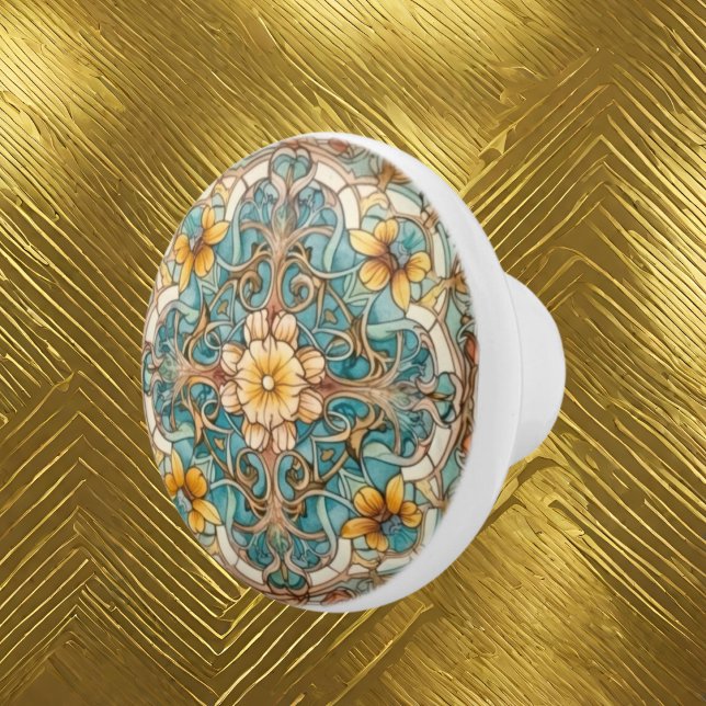 Bouton De Porte En Céramique élégant motif Art nouveau (Créateur téléchargé)