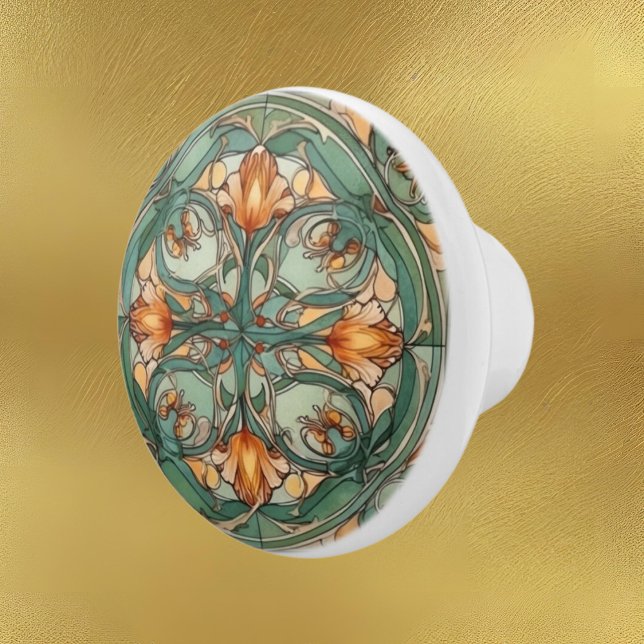 Bouton De Porte En Céramique élégant motif Art nouveau (Créateur téléchargé)