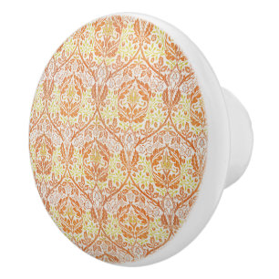 Bouton De Porte En Céramique Élégant motif floral orange