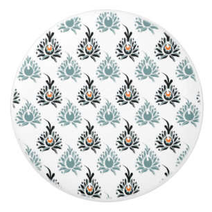 Bouton De Porte En Céramique Élégant motif floral Rose bleu