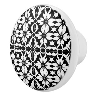 Bouton De Porte En Céramique Élégant motif noir
