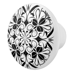 Bouton De Porte En Céramique Élégant motif noir