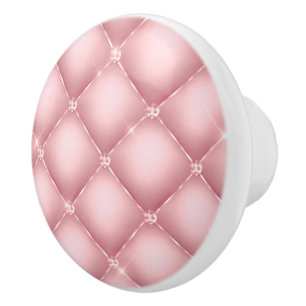 Bouton De Porte En Céramique Élégant Motif Tuft Parties scintillant rose