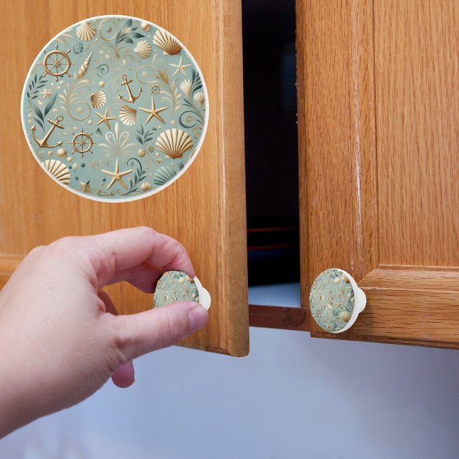 Bouton De Porte En Céramique Élégant Nautique (Créateur téléchargé)