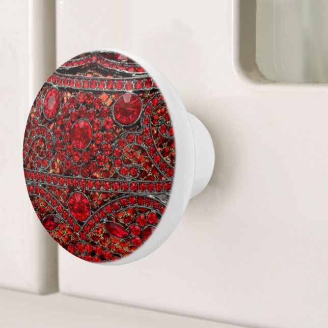 Bouton De Porte En Céramique élégant or raffiné ruby rouge bordeaux (elegant sophisticated gold ruby red burgundy ceramic knob)