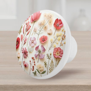 Bouton De Porte En Céramique Élégant rose floral botanique