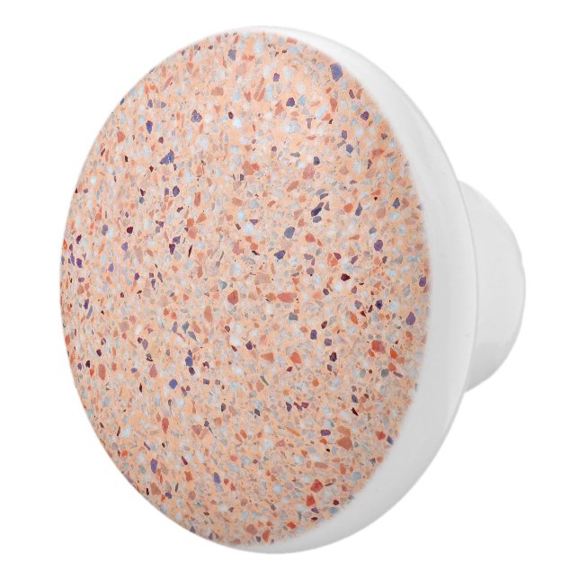 Bouton De Porte En Céramique Élégant Terrazzo Retro rose violet blanc Motif (Droite)
