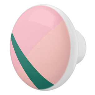 Bouton De Porte En Céramique Elégant vert pêche rose pastel géométrique