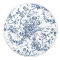 Élégant Vintage Français gravé Floral Toile-Blue
