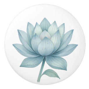 Bouton De Porte En Céramique Elégante aquarelle Bleu Lotus Fleur Botanique