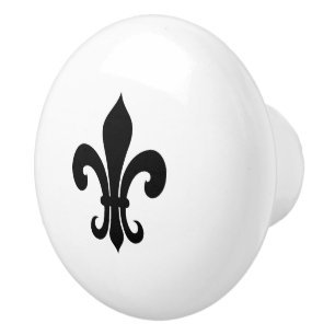 Bouton De Porte En Céramique Élégante fleur de lis icône porte et tiroirs