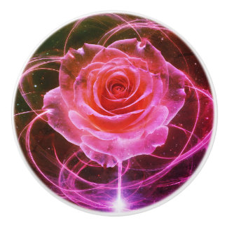 Bouton De Porte En Céramique Élégante fleur de Rose : Accentuation personnalisé