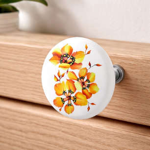 Bouton De Porte En Céramique Élégante Fleurs de Tricolor Harlequin Plantes