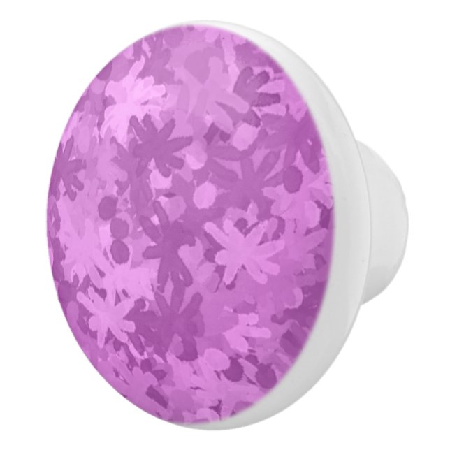 Bouton De Porte En Céramique Élégante Lilac Abstraite Fleur Florale Violet (Droite)