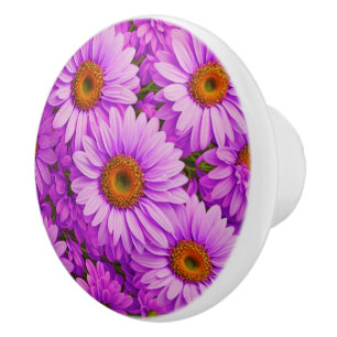 Bouton De Porte En Céramique Élégante marguerite florale magenta rose foncé