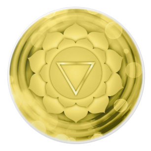 Bouton De Porte En Céramique Elégante méditation spirituelle Gold Chakra Zen 