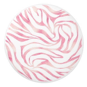 Bouton De Porte En Céramique Elégante Parties scintillant Rose or Zebra White P