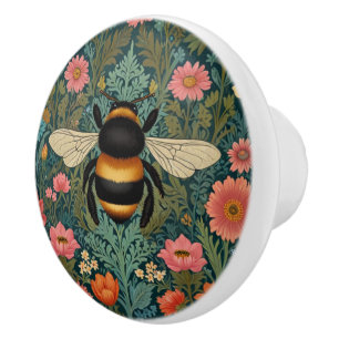Bouton De Porte En Céramique Élégantes florales de printemps bohème rétro abeil