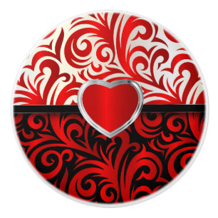 Bouton De Porte En Céramique Élégantes perruques florales rouges, blanches et n